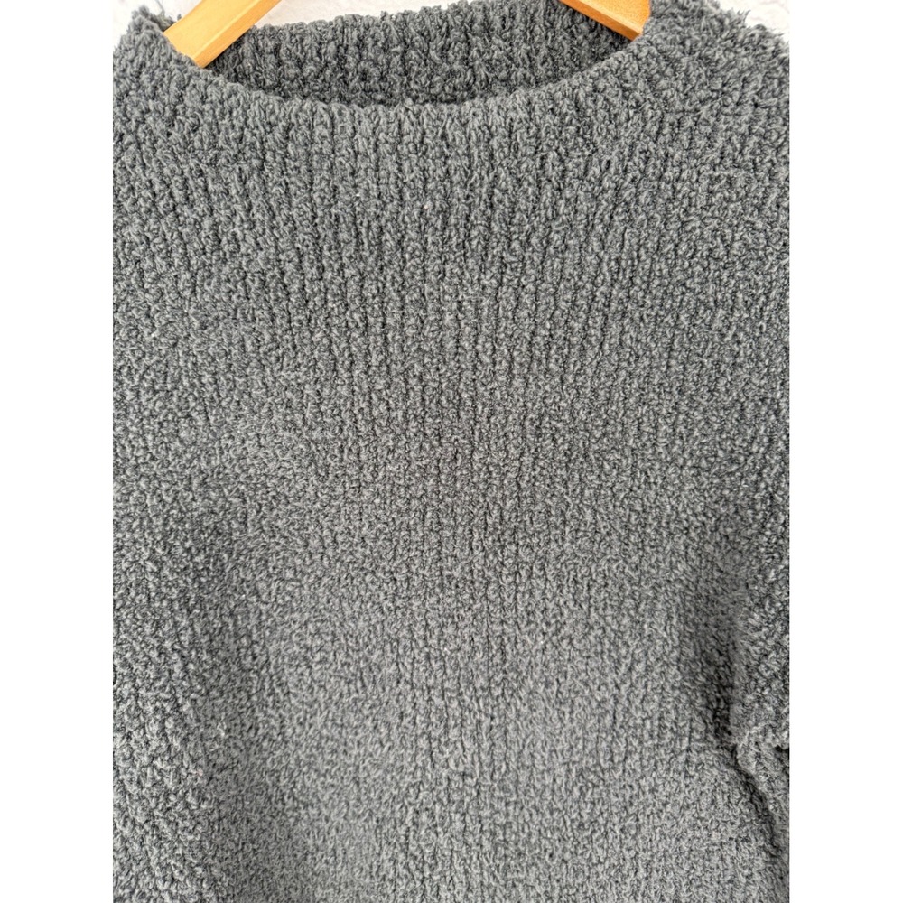 Aerie Women's Cozy Textured Chenille Knit Mock Neck Cropped Sweater Charcoal XL - Picture 2 of 8